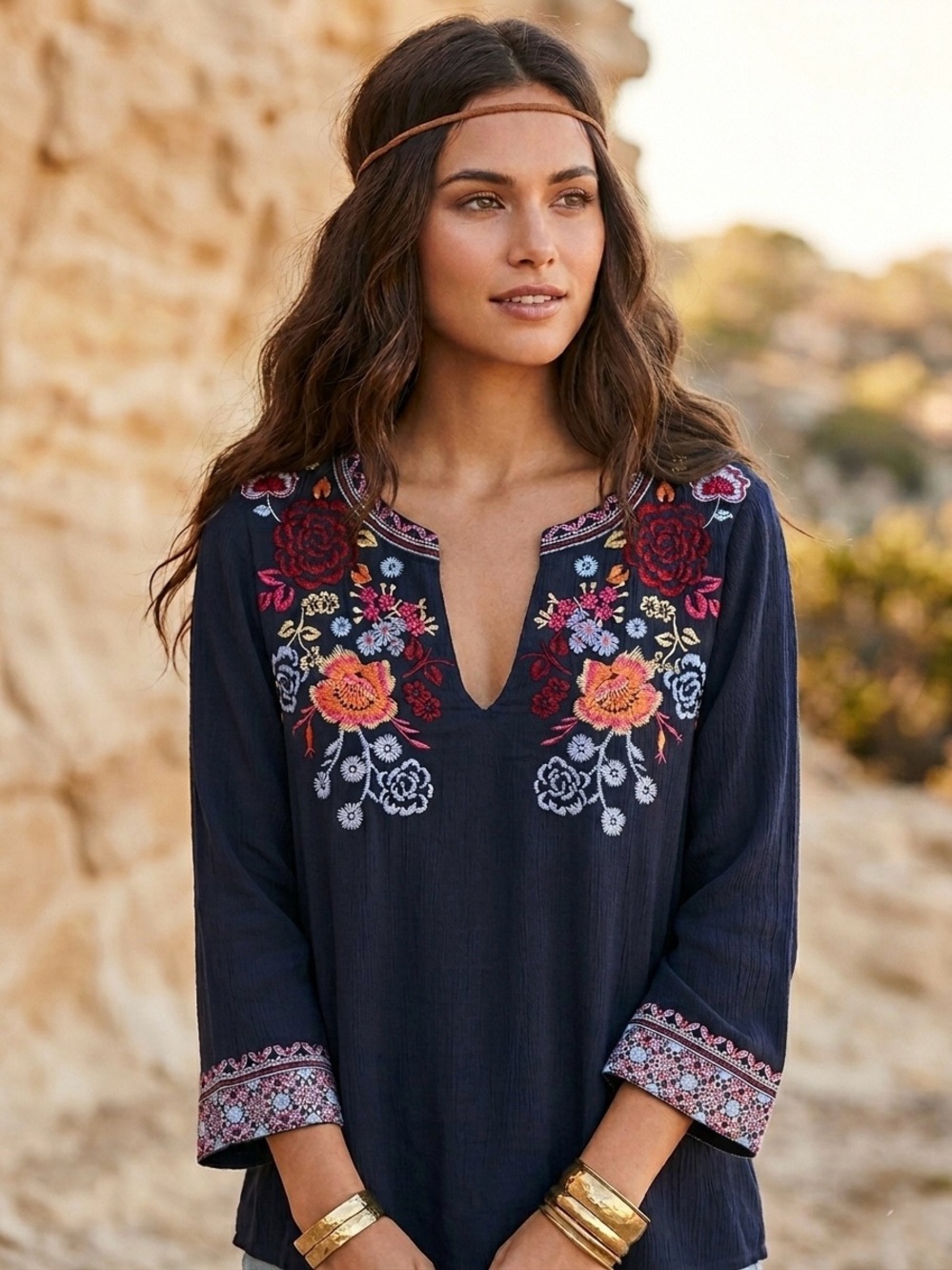 NWT Andree By Unit "Midnight Sky Embroidered Floral Blouse” 🚫Sz Tag/P2P: 19.5”